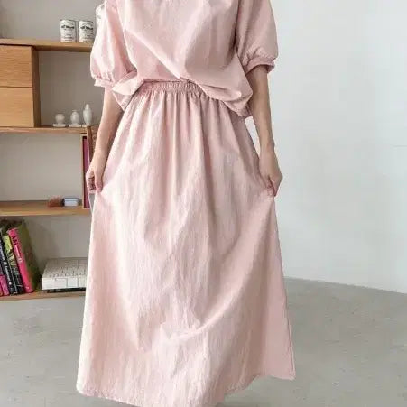 [BUNJANG] Crinkly Skirt Set / 바스락 치마세트