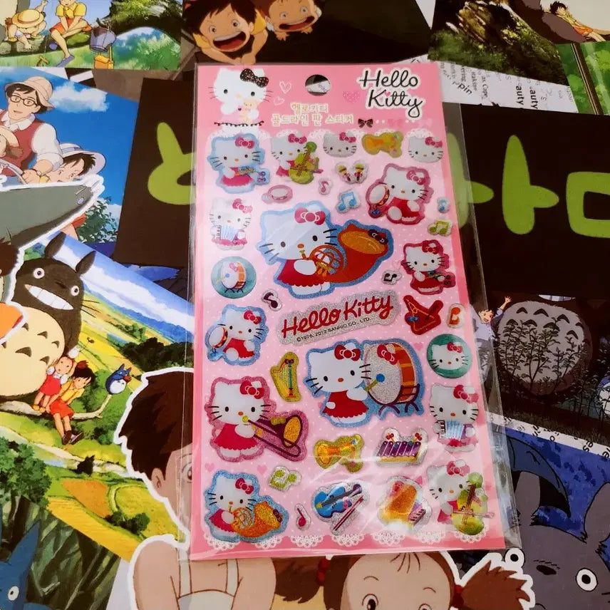 [BUNJANG] Retro Hello Kitty Glitter Sticker Sheet / 고전문구) 레트로 헬로 키티 반짝이 판 스티커