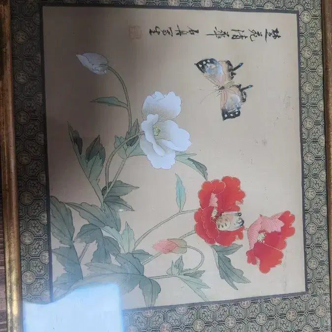 [BUNJANG] Antique Chinese Artist Floral Painting Framed Art Set of 2 / 옛날 중국작가 꽃 그림 액자 2점 세트