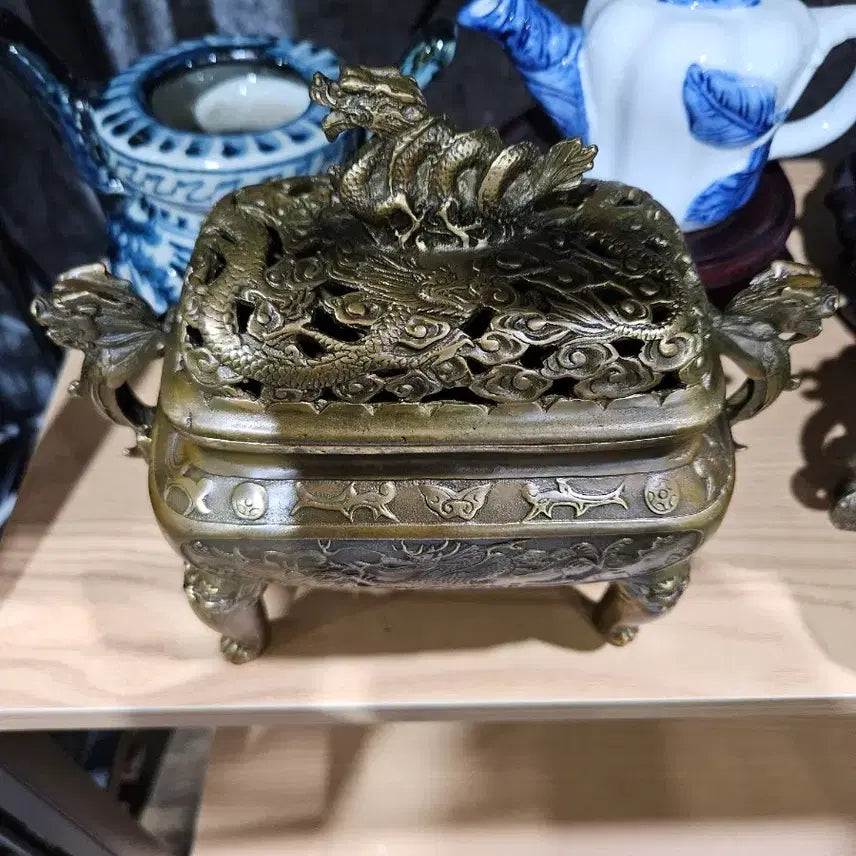 [BUNJANG] Antique Dragon Incense Burner / 용 조각 앤틱 향로