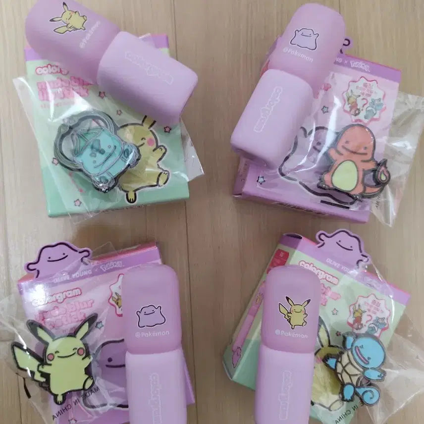 [BUNJANG] Colorgram Pokemon Metal Charm Pikachu, Charmander, Squirtle, Bulbasaur Set / 올리브영 포켓몬 컬러그램 메탈참 피카츄+파이리+꼬부기+이상해씨 4종 전종