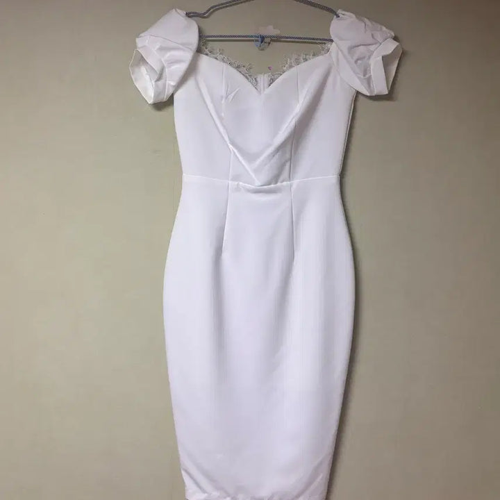 [BUNJANG] Off-Shoulder Lace White Dress - Size S / 거의새옷 셀프웨딩 브라이덜샤워 오프숄더 레이스 화이트 드레스원피스s사이즈