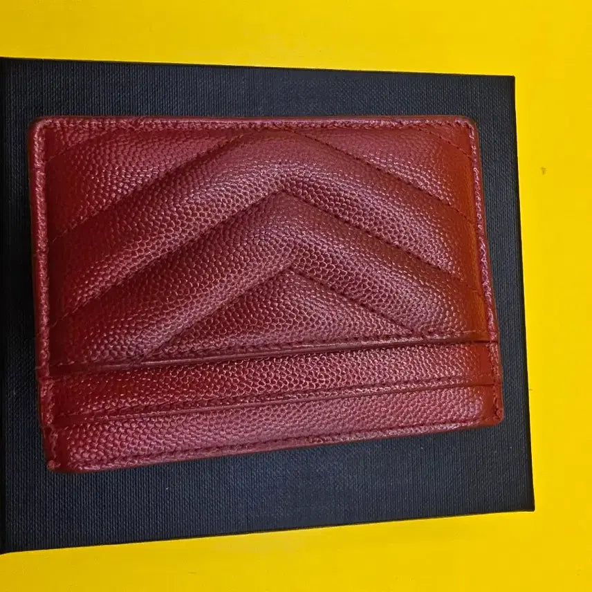 [BUNJANG] Saint Laurent YSL Quilted Leather Cardholder Red Silver-Tone Hardware / 생로랑 YSL 카드지갑 (레드/은장, 풀구성)