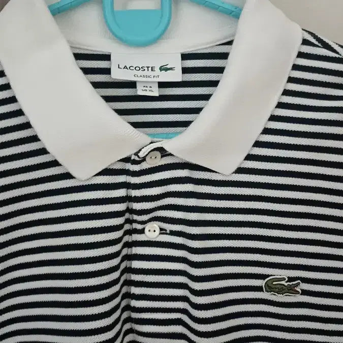 [BUNJANG] Lacoste Striped Short Sleeve Polo Shirt / 라코스테 스트라이프 반팔 카라티