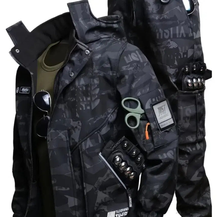 [BUNJANG] Black Camo Military Top &amp; Bottom Set / 블랙 카모 밀리터리 110 상/하 셋트