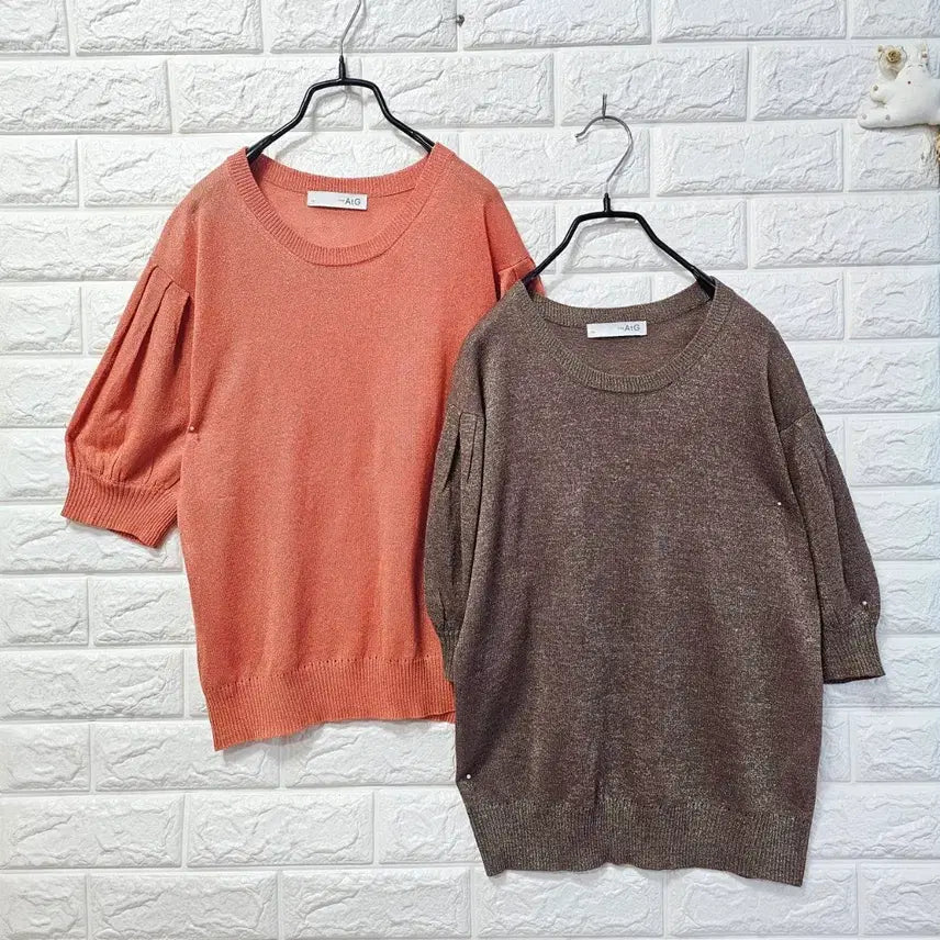 [BUNJANG] AIG Short Sleeve Knit Coral Brown / AIG 반팔 니트