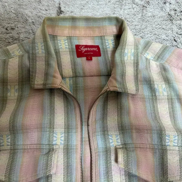 [BUNJANG] Supreme Pink Check Zip-Up Shirt Jacket / 슈프림 핑크 체크 짚업 셔츠 자켓