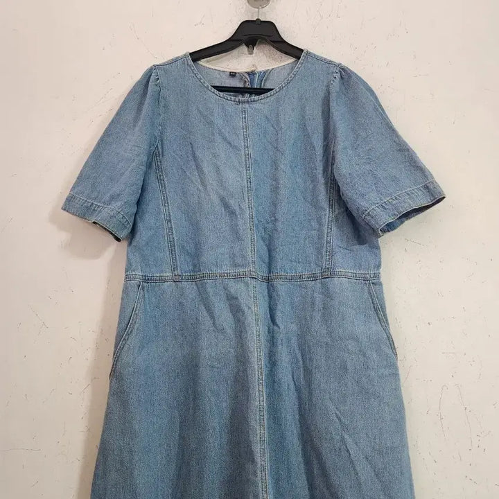 [BUNJANG] Denim Short Sleeve Long Dress / 청 데님 반팔 롱 원피스