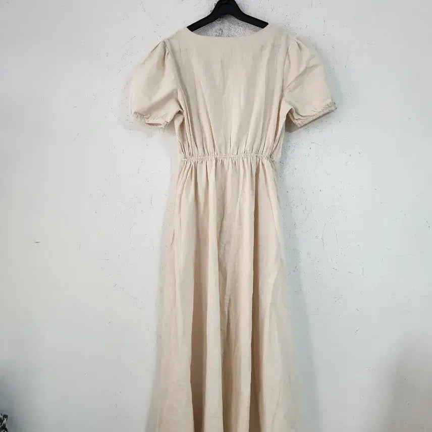 [BUNJANG] Linen Puff Short Sleeve Long Dress / 린넨 퍼프 반팔 롱 원피스55