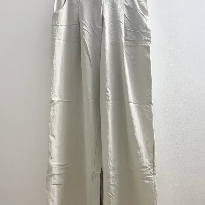 [BUNJANG] Nylon Wide Pants - Beige/Ivory / 나일론 와이드 팬츠 베이지 아이보리