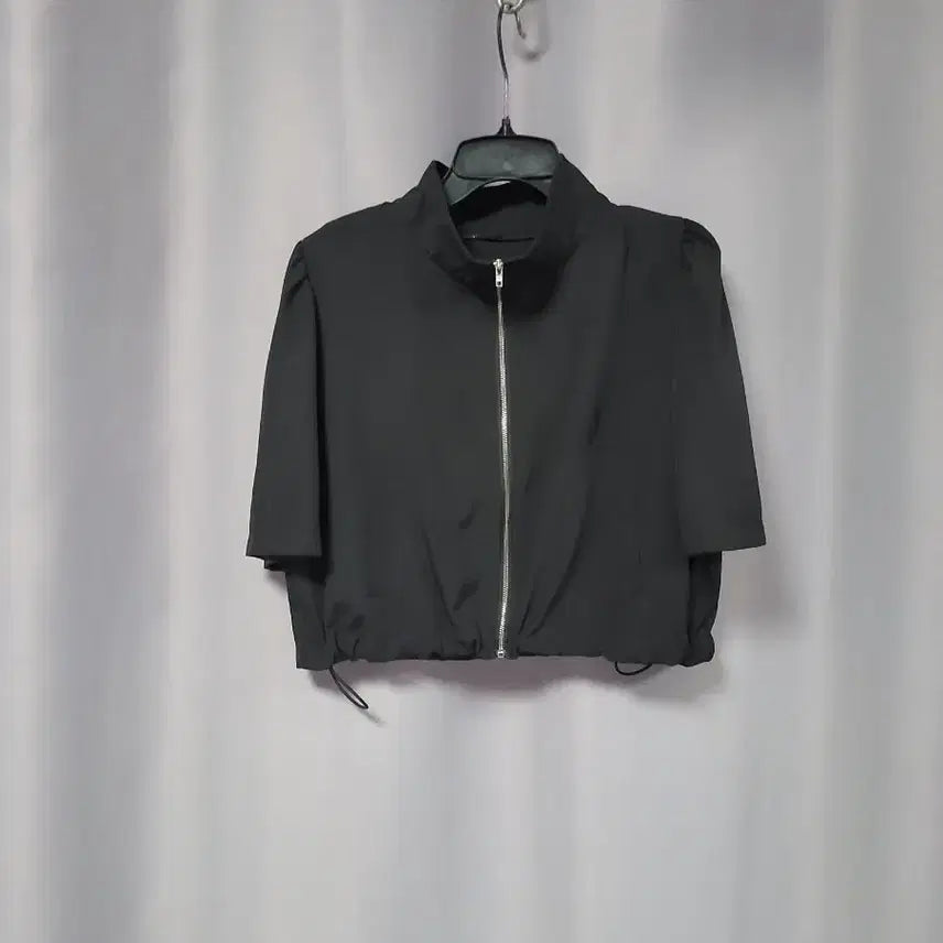 [BUNJANG] Spandex Crop Zip-Up Jacket / 스판 크롭 집업 자켓