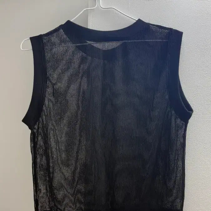 [BUNJANG] Black Mesh Sleeveless Top / (새상품) 블랙 메쉬 망사 민소매 탑