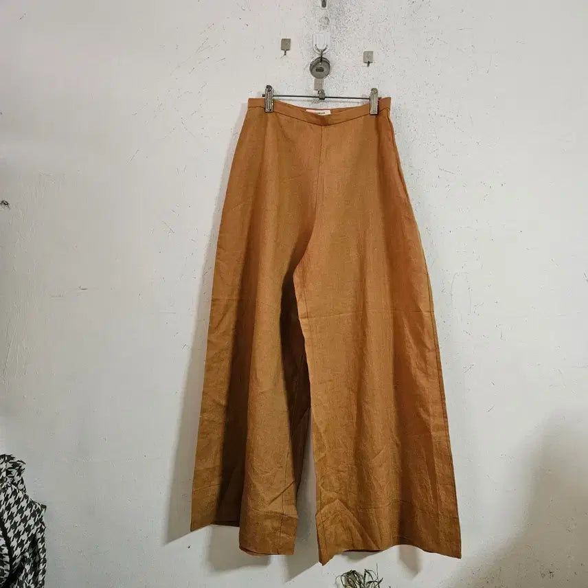[BUNJANG] Brown Wide Linen Pants / 브라운 와이드 린넨 바지