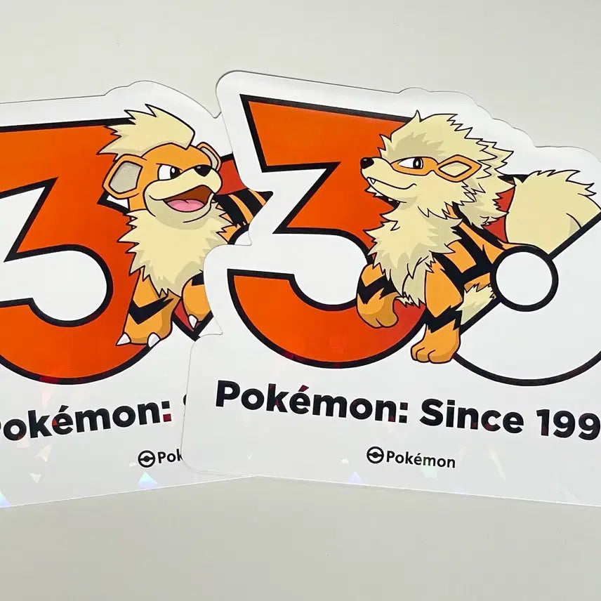 [BUNJANG] Pokemon 30th Anniversary Logo Sticker Set - Growlithe &amp; Arcanine / 포켓몬 30주년 로고 스티커 가디 윈디 진화 세트