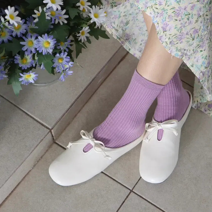 [BUNJANG] Ribbon Mules Loafers White 240mm / 리본 뮬 블로퍼 240mm