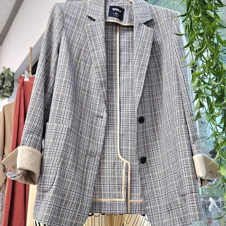 [BUNJANG] SPAO Checked Summer Blazer Jacket (Size 55~) / [새상품]체크 여름 자켓(55~)