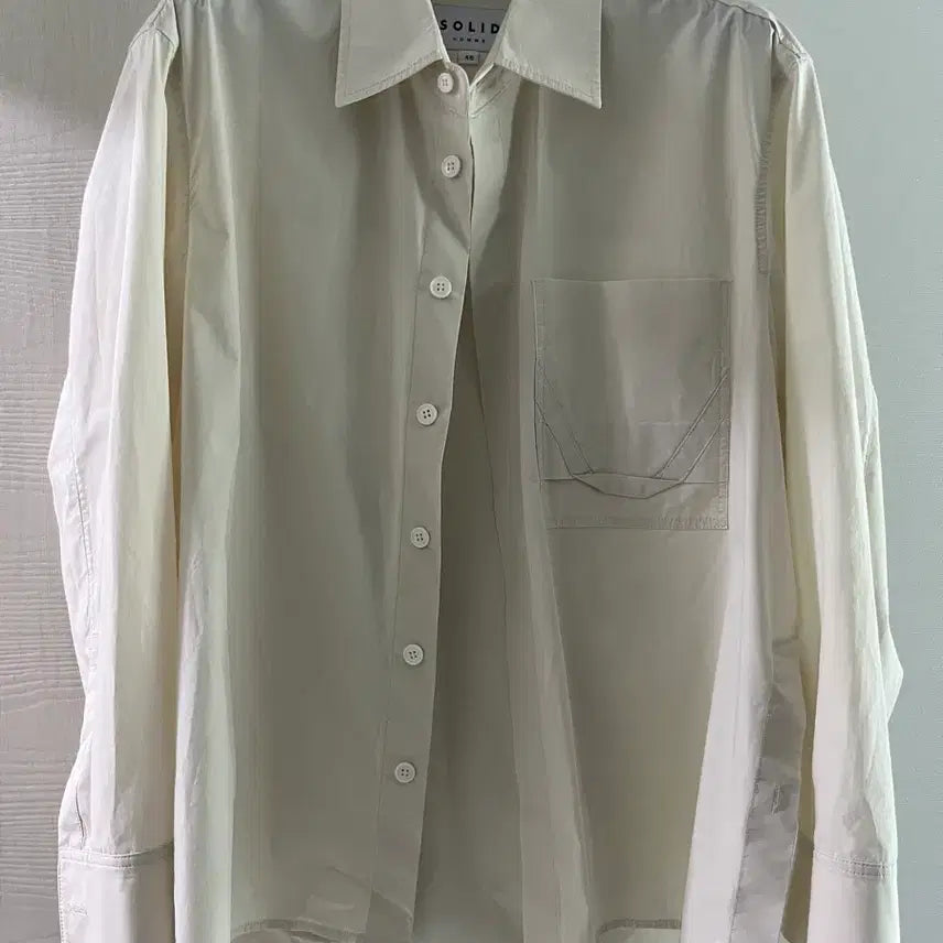 [BUNJANG] Solid Homme 22SS Semi-Oversized Ivory Pocket Shirt (Size 46) / 22ss 솔리드옴므 세미오버 아이보리 포켓셔츠 46(95-100)