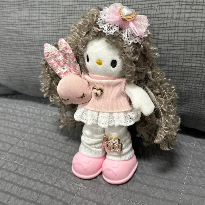 [BUNJANG] Pink Rabbit Plush Long-Legged Kitty / 핑크 토끼인형 뽀글이 롱다리 키티