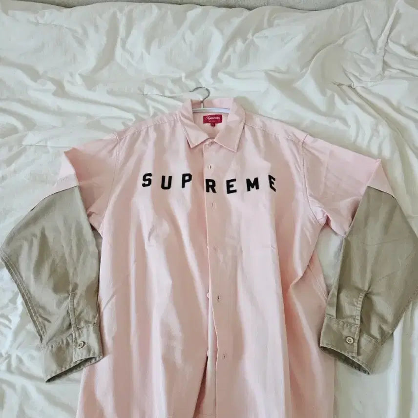 [BUNJANG] Supreme Two-Tone Work Shirt Pink L / 슈프림 투톤 워크 셔츠 핑크 L