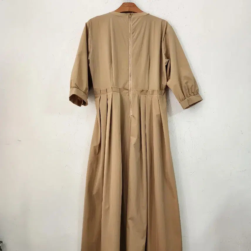 [BUNJANG] Beige Long Dress with Waist String / 베이지 롱 원피스 허리 스트링 7부