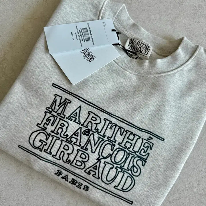 [BUNJANG] Marithe Francois Girbaud Doodle Classic Logo Sweatshirt Oatmeal / 새상품) 마리떼 두들 클래식 로고 맨투맨 - 오트밀