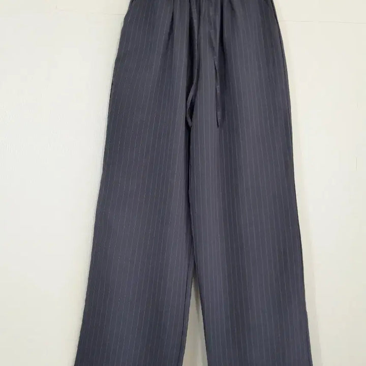 [BUNJANG] Charcoal Stripe Wide Banding Pants / 차콜색스트라이프 와이드밴딩팬츠