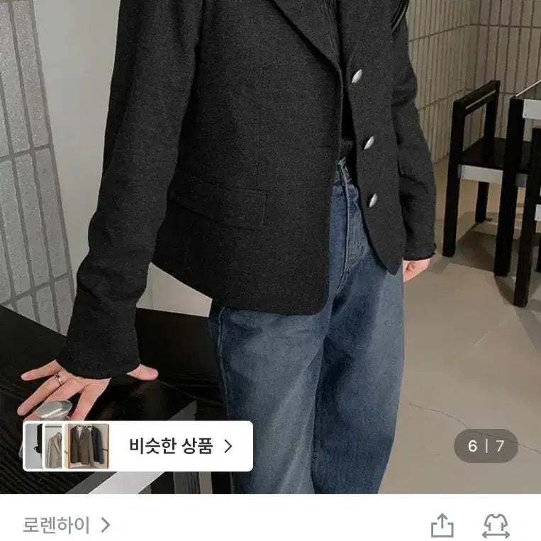 [BUNJANG] Laurenhi Single Wool Jacket Charcoal S / 로렌하이 싱글 자켓 차콜 S