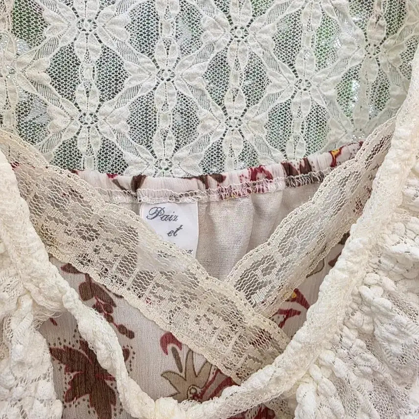 [BUNJANG] 3-Tier Flower Lace Strap Mini Dress / 3단 플라워 레이스 끈 원피스