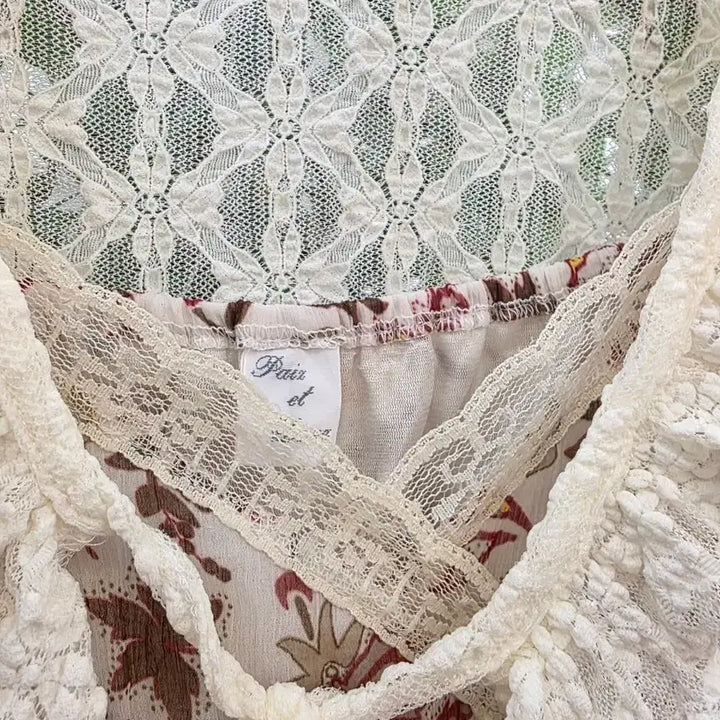 [BUNJANG] 3-Tier Flower Lace Strap Mini Dress / 3단 플라워 레이스 끈 원피스