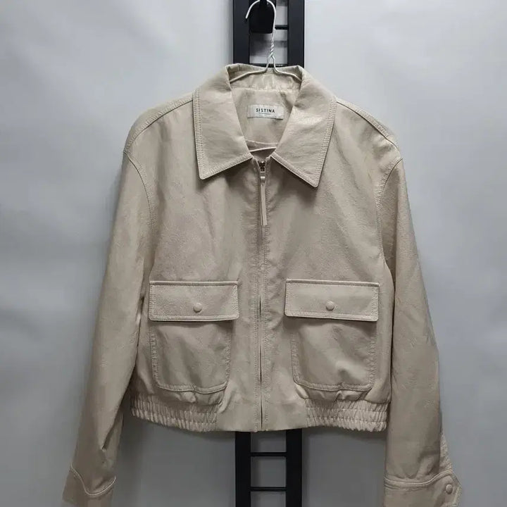 [BUNJANG] Sistina Leather Crop Jacket Jumper Ivory / 시스티나 가죽 크롭 자켓 레더 점퍼 아이보리