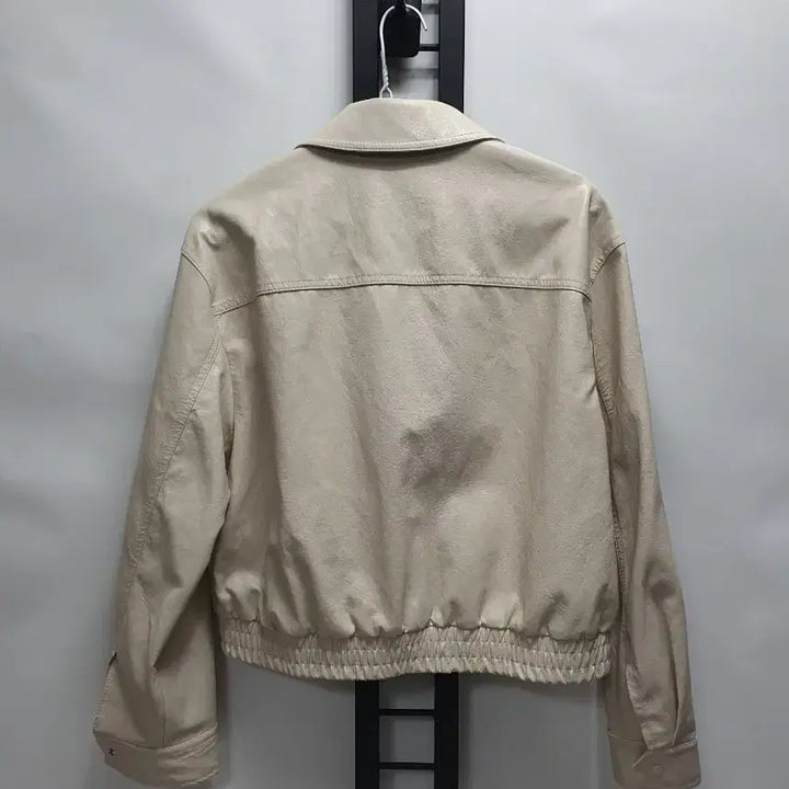[BUNJANG] Sistina Leather Crop Jacket Jumper Ivory / 시스티나 가죽 크롭 자켓 레더 점퍼 아이보리
