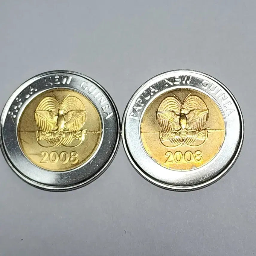 [BUNJANG] Papua New Guinea 35th Anniversary K2 Coin Bundle Set / (특가)파퓨아뉴기니 은행  35주년 기념 K2(바이메탈) 주화 2개일괄