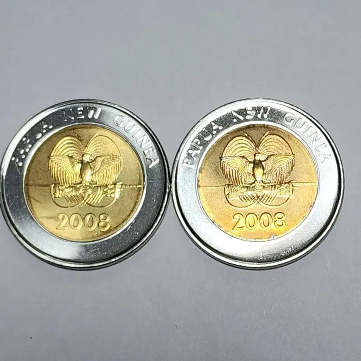 [BUNJANG] Papua New Guinea 35th Anniversary K2 Coin Bundle Set / (특가)파퓨아뉴기니 은행  35주년 기념 K2(바이메탈) 주화 2개일괄