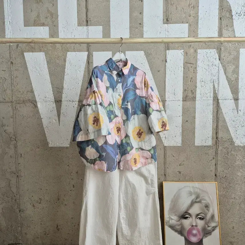 [BUNJANG] 4N5 Flower Pattern Shirt Blouse / 고퀄)4N5 플라워패턴 셔츠블라우스