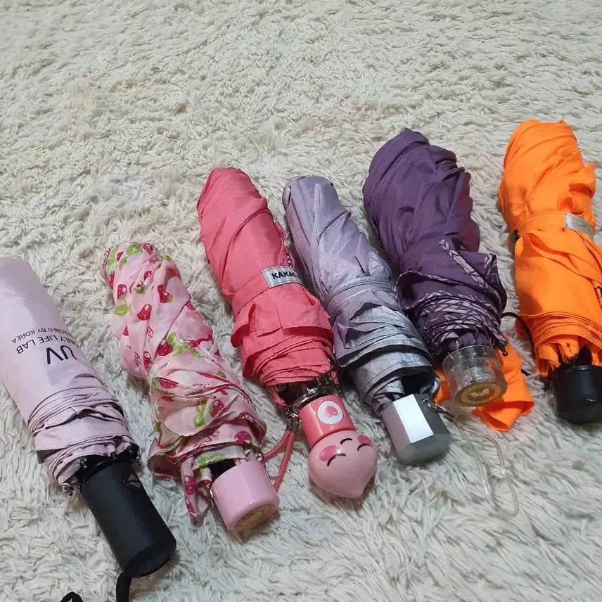 [BUNJANG] Folding Umbrellas Set (6 pcs) / 다양한 색상과 디자인의 접이식 우산 6개 일괄가격 몽땅다다드리는가격입니다