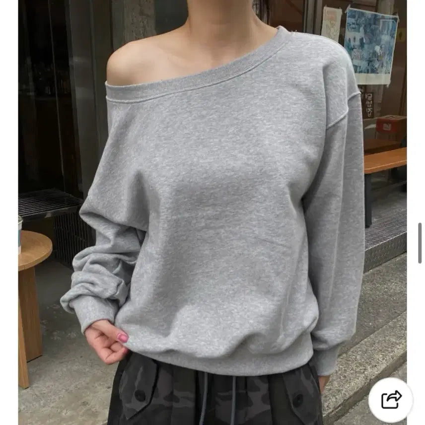[BUNJANG] Off-Shoulder Sweatshirt - Grey / (새상품)오프숄터 맨투맨
