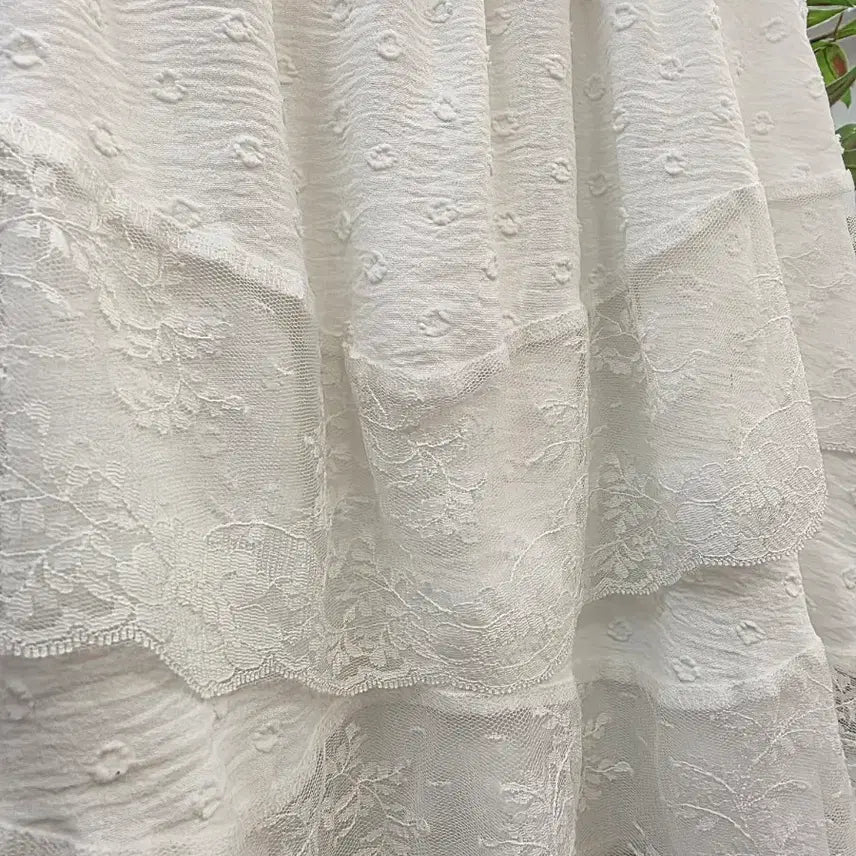 [BUNJANG] White 2-Tier Lace Frill Mini Skirt / 레이스 2단 프릴 스커트 화이트