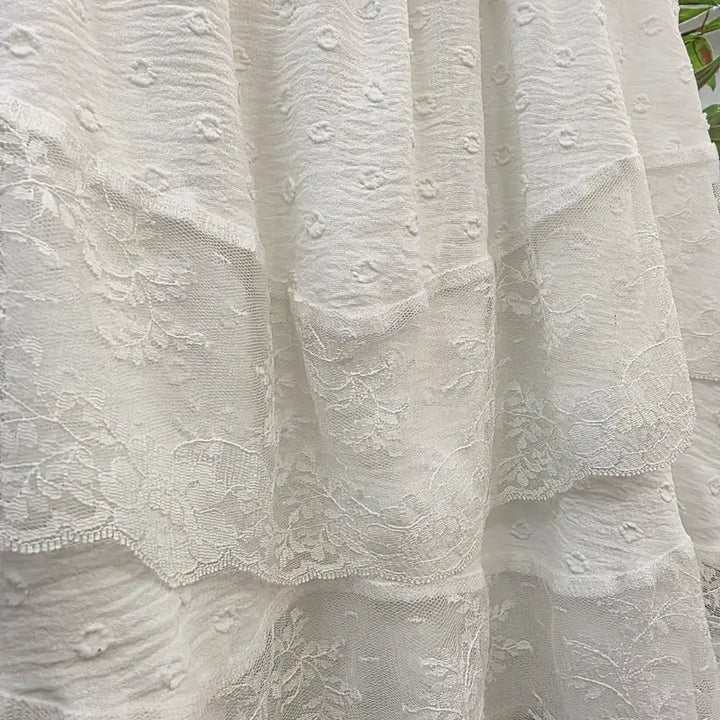 [BUNJANG] White 2-Tier Lace Frill Mini Skirt / 레이스 2단 프릴 스커트 화이트