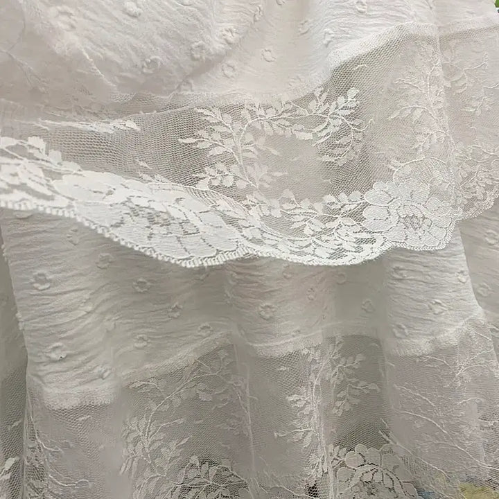 [BUNJANG] White 2-Tier Lace Frill Mini Skirt / 레이스 2단 프릴 스커트 화이트