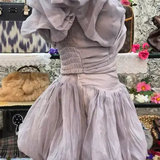 [BUNJANG] Organza Two-Piece Set (Crop Blouse + Mini Skirt) / 오간자 투피스 (크롭 블라우스 + 미니스커트) (55)