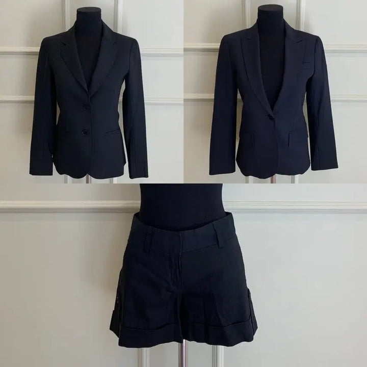 [BUNJANG] Theory Blazer Jacket &amp; Shorts Set (Black &amp; Navy) / 267001122 띠어리 블레이저 자켓 블랙&amp;네이비, 반바지 블랙3set