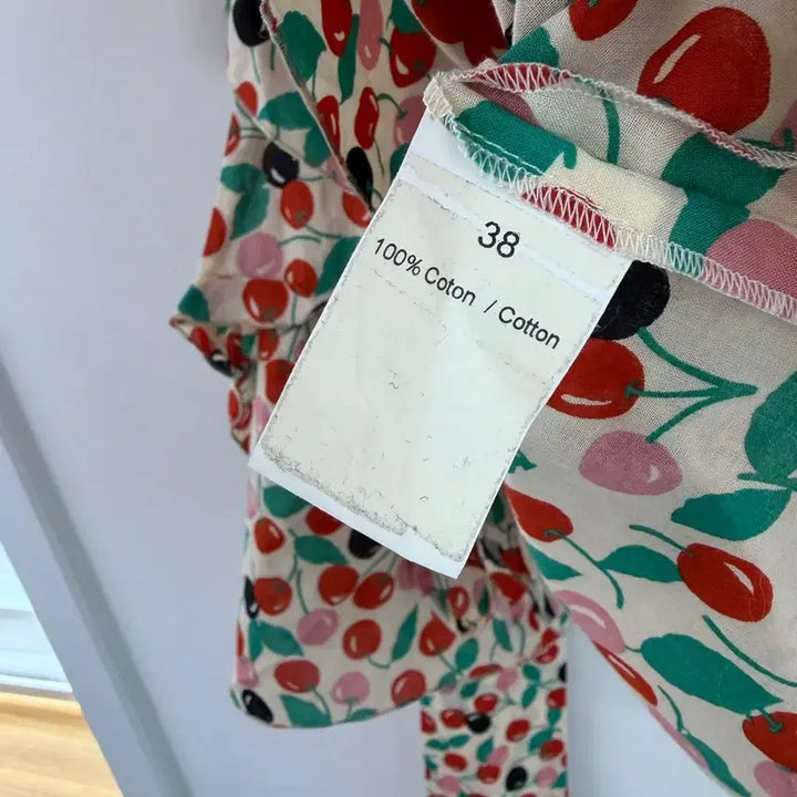 [BUNJANG] Sonia Rykiel Cherry Ruffle Wrap Blouse / 소니아리키엘 체리 러플 랩 블라우스
