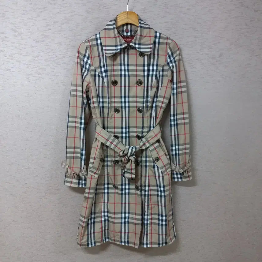 [BUNJANG] Beige Check Belted Trench Coat - Women&