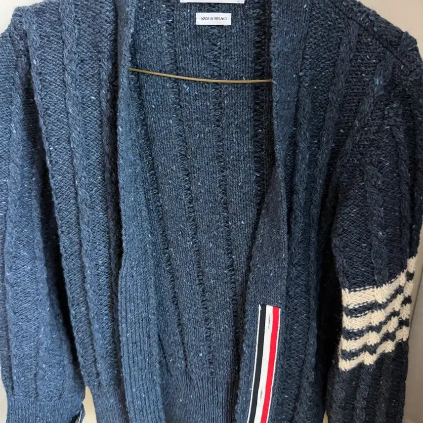 [BUNJANG] Thom Browne 4-Bar Cable Knit Cardigan Navy / 톰브라운 4선 케이블 가디건