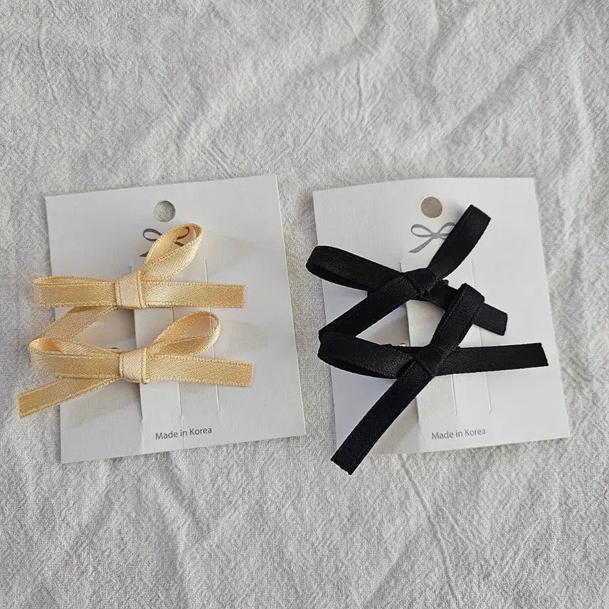 [BUNJANG] Mini Ribbon Hairpin Yellow / (새상품) 미니 리본 헤어핀 옐로우 6~7cm