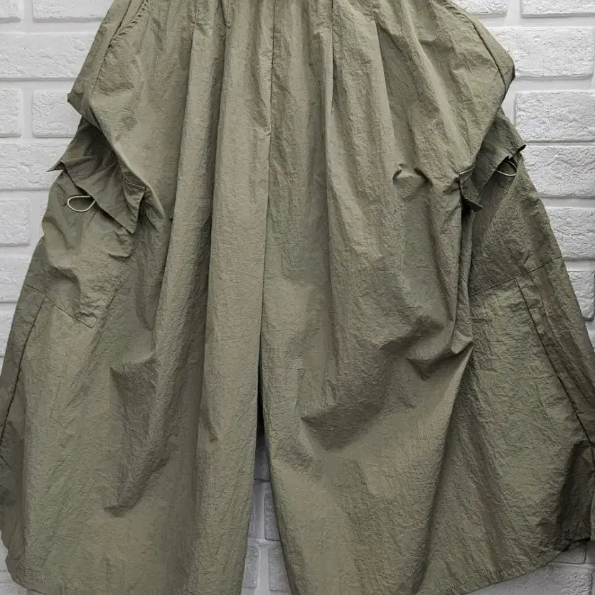 [BUNJANG] Khaki Cargo Long Wide Pants / A4438  카고 롱 와이드팬츠