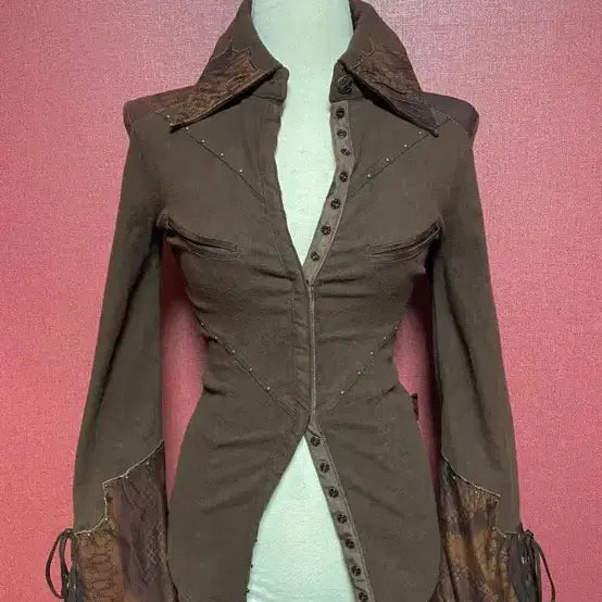 [BUNJANG] Oz On Y2K Button Eyelet Python Suede Shirt / 오즈온 y2k 버튼 아일렛 파이톤 스웨이드 셔츠