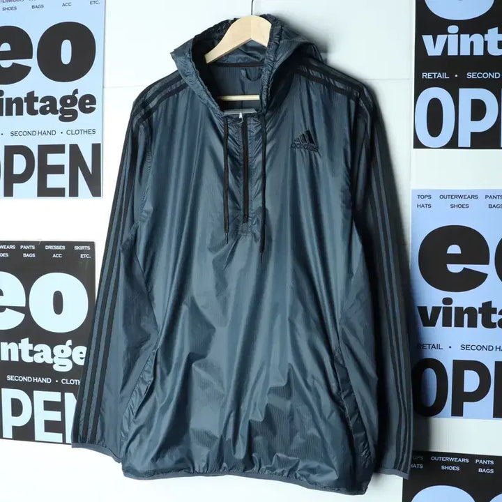 [BUNJANG] Adidas Full Zip Windbreaker Lightweight Jacket / (F) 아디다스 집업 바람막이 점퍼자켓 경량 반집업 삼선-7741