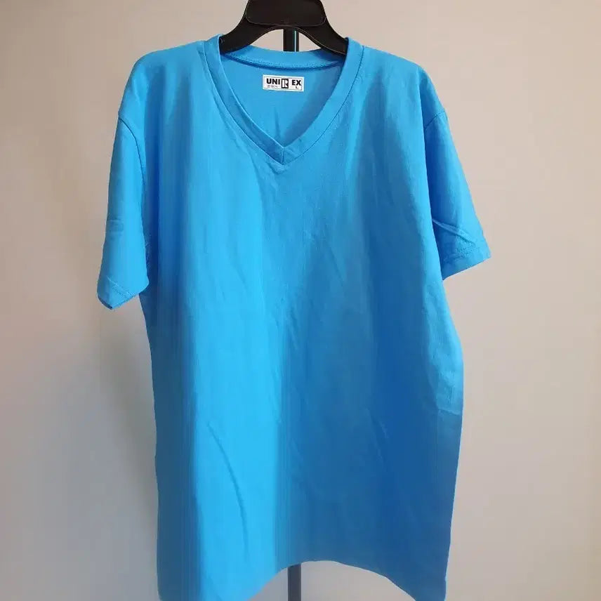 [BUNJANG] UNI-REX Blue V-Neck T-Shirt (Size L) / (새상품)블루 브이넥 반팔 티셔츠 L