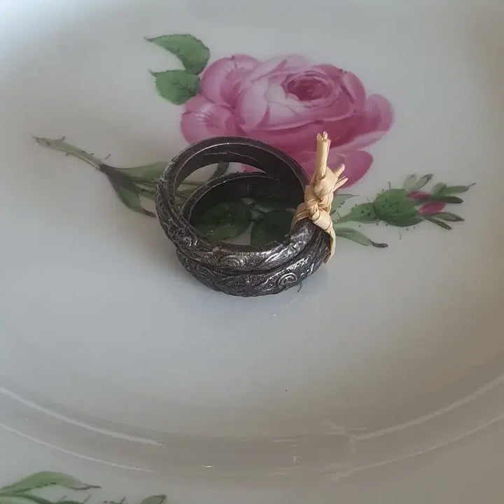 [BUNJANG] Joseon Dynasty Dragon Pattern Silver Ring Pair / 조선시대 용무늬 은쌍가락지